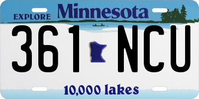 MN license plate 361NCU