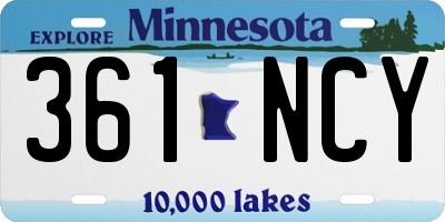MN license plate 361NCY