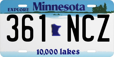 MN license plate 361NCZ