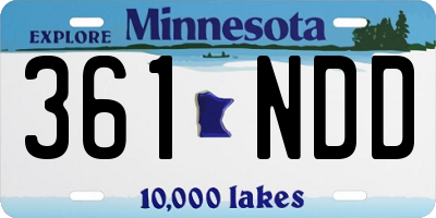 MN license plate 361NDD