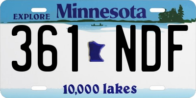 MN license plate 361NDF