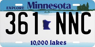 MN license plate 361NNC