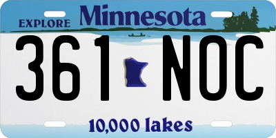 MN license plate 361NOC