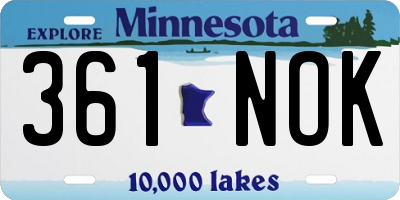 MN license plate 361NOK