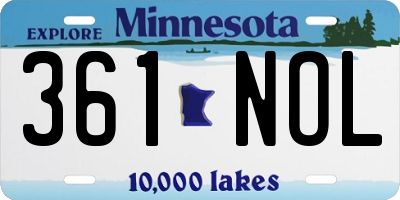 MN license plate 361NOL
