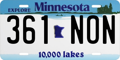 MN license plate 361NON