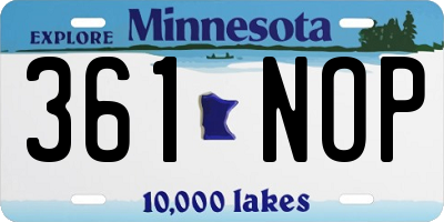 MN license plate 361NOP
