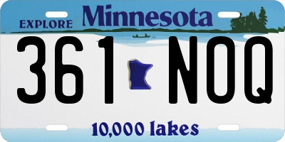 MN license plate 361NOQ