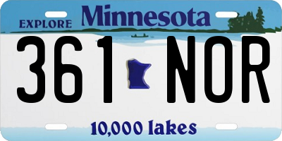 MN license plate 361NOR