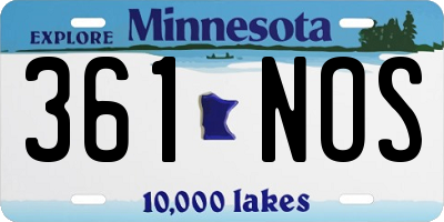 MN license plate 361NOS