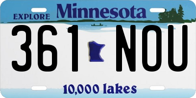 MN license plate 361NOU
