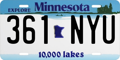 MN license plate 361NYU