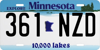 MN license plate 361NZD