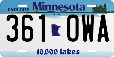 MN license plate 361OWA