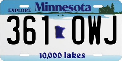MN license plate 361OWJ
