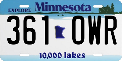 MN license plate 361OWR