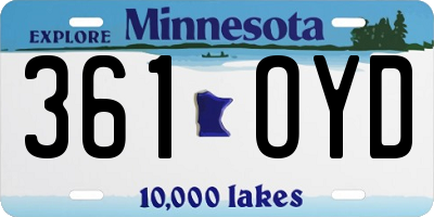 MN license plate 361OYD