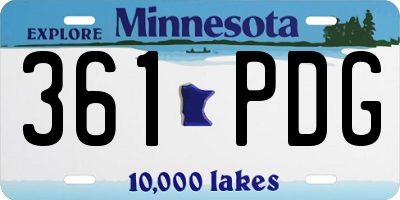 MN license plate 361PDG