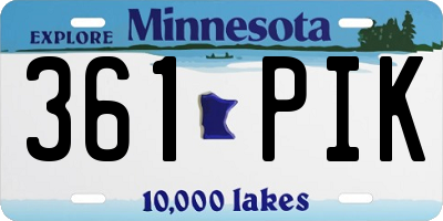 MN license plate 361PIK