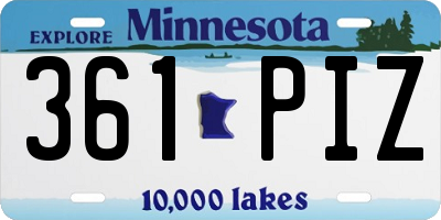 MN license plate 361PIZ