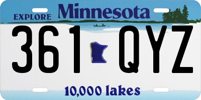 MN license plate 361QYZ