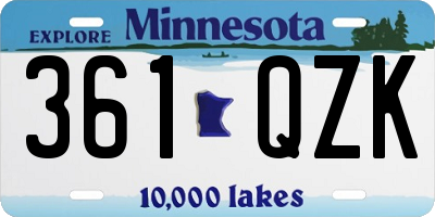MN license plate 361QZK