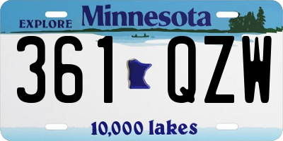 MN license plate 361QZW