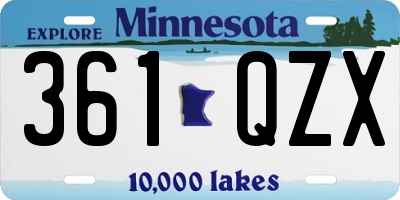 MN license plate 361QZX