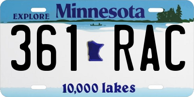 MN license plate 361RAC
