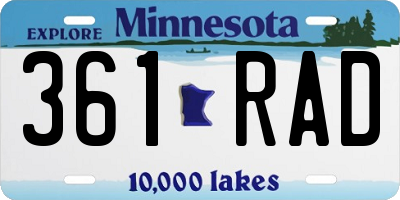 MN license plate 361RAD