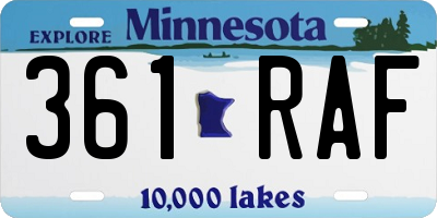 MN license plate 361RAF