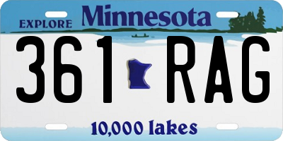 MN license plate 361RAG