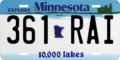 MN license plate 361RAI
