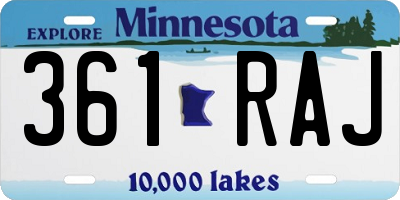 MN license plate 361RAJ