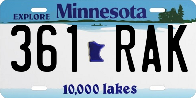 MN license plate 361RAK