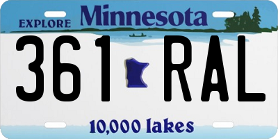 MN license plate 361RAL