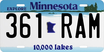 MN license plate 361RAM