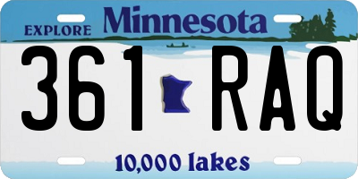MN license plate 361RAQ