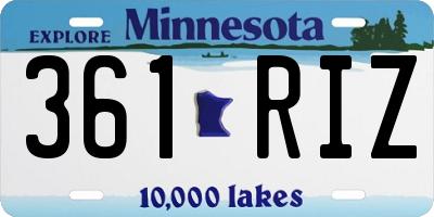 MN license plate 361RIZ