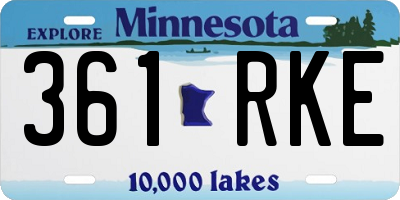 MN license plate 361RKE