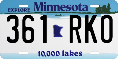 MN license plate 361RKO