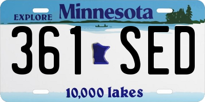 MN license plate 361SED