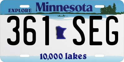 MN license plate 361SEG