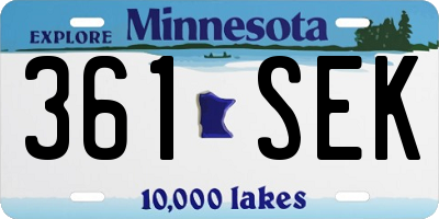 MN license plate 361SEK