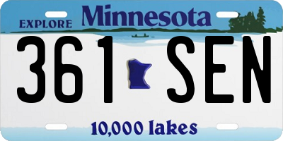 MN license plate 361SEN