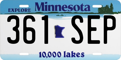 MN license plate 361SEP