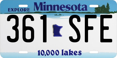MN license plate 361SFE