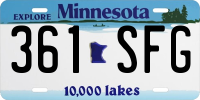 MN license plate 361SFG