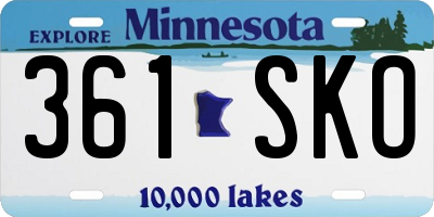 MN license plate 361SKO
