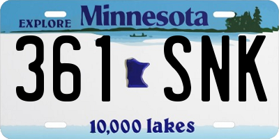 MN license plate 361SNK
